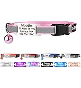 GoTags Personalized Reflective Cat Collars with Tag, Engraved Custom with Name and Phone, Breakaw...