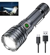 Nevinkin Rechargeable Flashlights High Lumens-Tactical LED Flash Light Adjustable 6 Modes High Po...