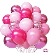 50pcs 12 inch Chrome Pink Balloons for Girls Princess Theme Party Supplies - Deep Light Pink Ball...