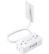 TROND Flat Plug Power Strip, Small Extension Cord 5ft, 4 AC & 4 USB, White | Low-Profile Flat Ext...