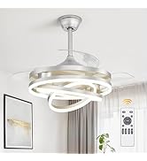 LEDIARY 42 Inch Retractable Ceiling Fan with Lights, Fandelier Ceiling Fan with 6 Speeds,3000K-60...