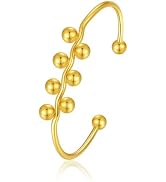 Women's Gold Ball Bracelet - Delicate Sphere Design, Hypoallergenic Non Tarnish Stackable Bangle,...