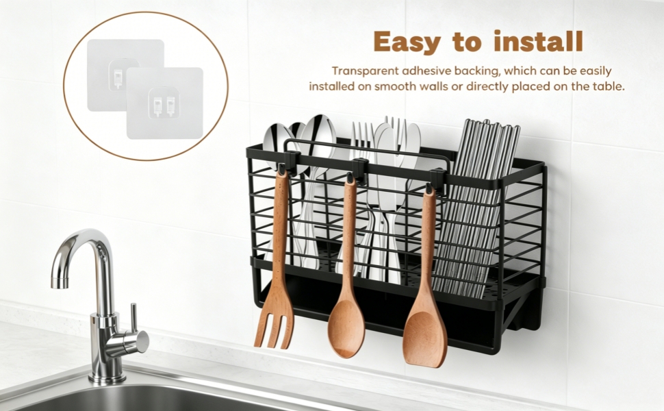 3-Compartment Dish Drying Rack-black