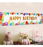 Birthday Banner Happy Birthday Sign Huge Balloon Banner Decorations Spring Birthday Supplies Colo...