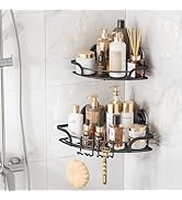 TAILI Suction Cup Corner Shower Caddy 2 Pack, Stainless Steel Rustproof Shower Shelves with Hooks...