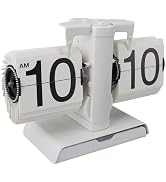 Retro Flip Down Clock, Stainless Steel Vintage Desk Clock with Drawer, Battery Operated Mechanica...