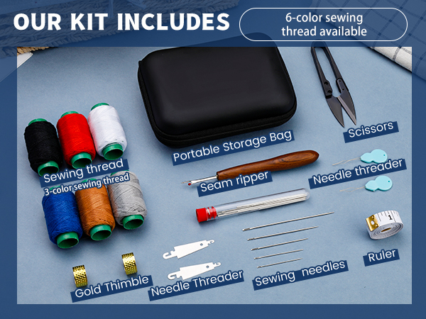 Sewing Kit with 6 Colors of Thread