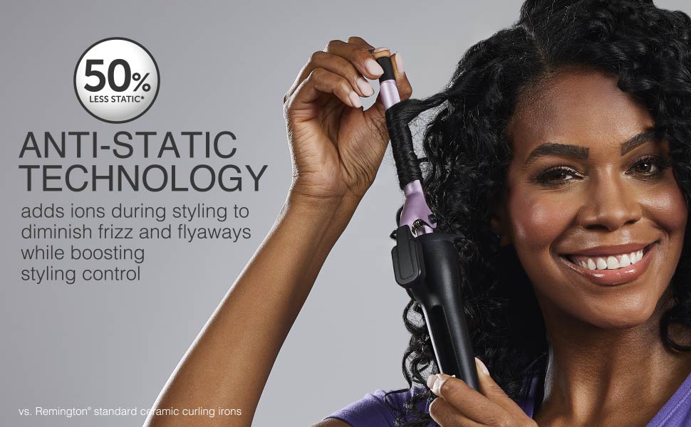 50% less frizz curling iron adds ions for smooth styles and tight curls