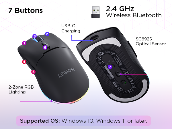 Lenovo Legion M220 Wireless RGB Gaming Mouse