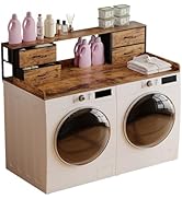 Unionly Washer and Dryer Countertop, 27.5“ D x 53.9“ W x 12.9“ H Solid Wood Washer and Dryer Coun...