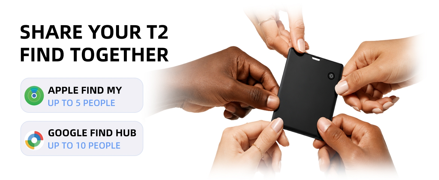 Share T2 tracker with up to five people in Apple Find My or ten in Google Find Hub