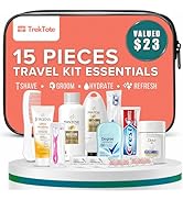 TrekTote 15 Piece Set Women’s Travel & Hygiene Kit with Clear Toiletry Bag, Personal Care Essenti...