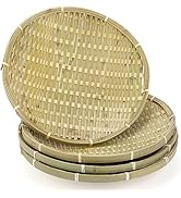 ZENFUN 4 Packs Bamboo Basket Tray, 12 In Round Hand Weave Bread Baskets for Serving, Woven Fruit ...