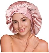 YFONG 100% 22 Momme Mulberry Silk Bonnet for Sleeping Women, Larger Double Layer Silk Hair Wrap f...
