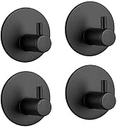 Celbon 4PC Self Adhesive Bath Towel Hook Black Sticky Stainless Steel Robe Hooks Heavy Duty Door ...