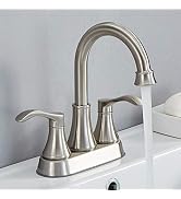 Lead-Free Commercial 2-Handle Brushed Nickel Bathroom Sink Faucet, 360° Swivel High-Arc Spout 4 I...