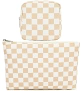 Fammart Checkered Makeup Bag, Travel Cosmetic Bag Organizer Toiletry Bag Make Up Bags with Zipper...