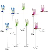 9 PCS Dragonfly Clip,Fake Dragonflies, Humming Bird Stakes, Plastics Dragonfly for Garden Stakes ...
