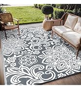 Findosom Waterproof Outdoor Rug 6' x 9' - Reversible Mandala Outdoor Plastic Straw Rug, Durable F...