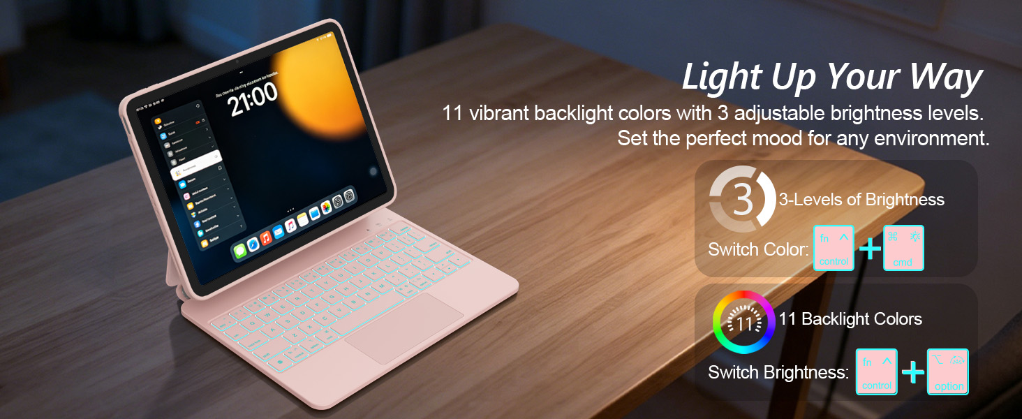 for iPad Air 11-inch 11 color backlit keyboard