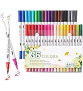 Upanic 36 Colors Brush Tip Markers for Adult Coloring,Coloring Markers for Lettering,Dual Tip Bru...