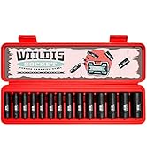 WIILDIS 14 Pieces 3/8-Inch Drive Deep Impact Socket Set, 7mm to 21mm, CR-V, Metric, 6-Point, 14 P...