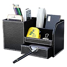 KINGFOM Pen Pencil Holder Desk Organizer with a Small Drawer