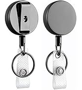 2 Pack Heavy Duty Retractable Badge Holder Reel, Will Well Metal ID Badge Holder with Belt Clip K...