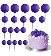 ASTARON 20 Pcs Ball Cake Topper Decorations Mini Balloons Cake Topper Sticks Dark Purple Balls Ca...