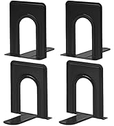 HappyHapi Book Ends Sturdy Bookends for Shelves, Universal Book End Heavy-Duty, Nonskid Metal Boo...