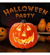 Halloween LED Jack-O-Lantern Lights, Pumpkin Decor Battery Operated Table Ornaments for Home Part...