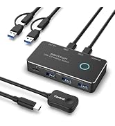 RSHTECH USB 3.0/USB C Switch 2 Computers Share 4 USB 3.0 Data Ports(3 USB-A+1 USB-C), USB Switche...
