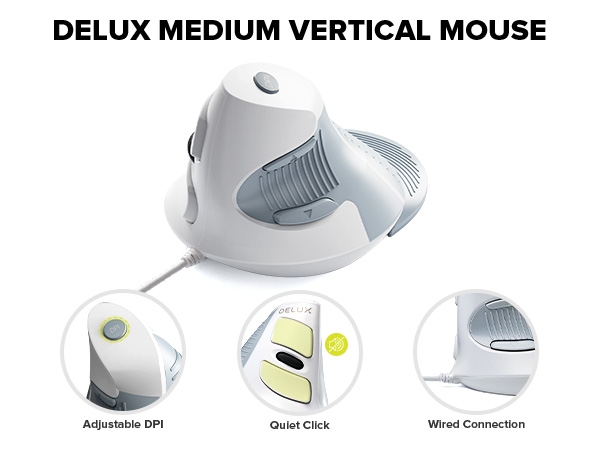 DELUX Wired Ergonomic Vertical Mouse