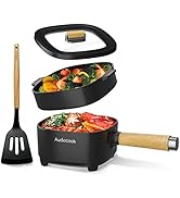 Audecook Electric Hot Pot with Steamer 2L, Cermic Glaze Non-Stick Frying Pan 8 Inch, Portable Tra...