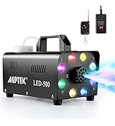 Fog Machine, AGPTEK 500W Portable Led Smoke Machine with Lights (Red, Blue, Green) & Wireless Rem...