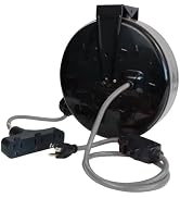 FNXPOW 30 Ft Retractable Extension Cord Reel, 16/3 SJTW Power Cord with 3 Electrical Outlets, Cei...