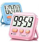 Antonki 2 Pack Digital Timer for Kids Classroom Kitchen Timers for Cooking | w/ Battery, Easy to ...