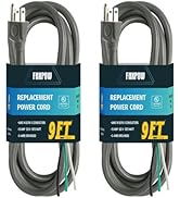 FNXPOW 2 Pack 9FT 14/3C SJTW Appliance and Power Tool Cord, 14 Gauge 3 Prong Heavy Duty Replaceme...