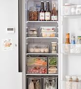 MineSign 7 pack Stackable Refrigerator Organizer Bins Pull-Out Drawers for Fruit and Veggies Stor...