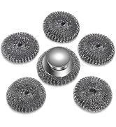 6Pcs Steel Wool Scrubber with Replacement Wire Pads Set, Stainless Steel Scrubber with Handle for...