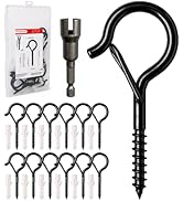 Foundrain 304 Stainless Steel 12 PCS 2 Inch Screw Eye Hooks with Locking Latch for Hanging String...