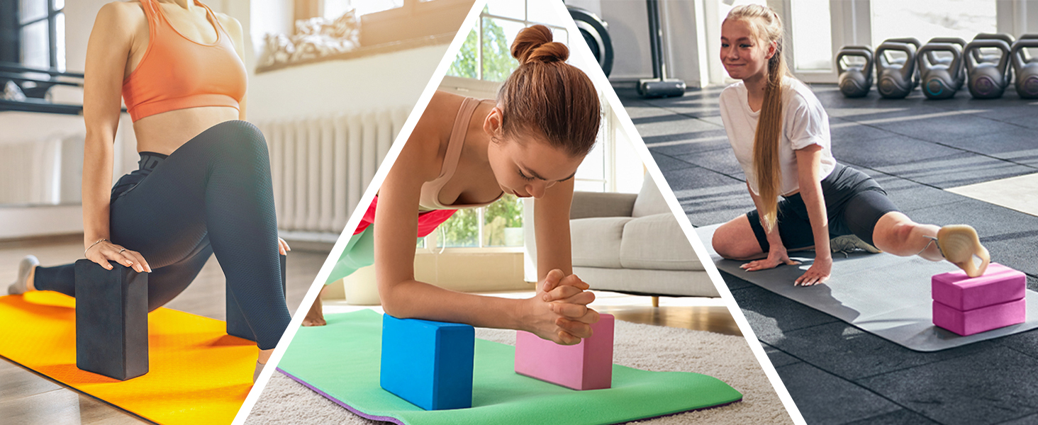 EXERZ Yoga Blocks EVA Foam Exercise Workout Fitness Bricks, Pilates Stretch Handstand Non-Slip Gym