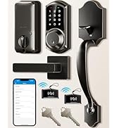Veise VE06-H Smart Front Door Lock Set, App Control, Keyless Entry Deadbolt with Lever Handle, El...