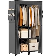 Jofuler Wardrobe Closet, Quick and Easy Assembly, Gray Portable Closet with 2 Hanging Rods 4 Stor...