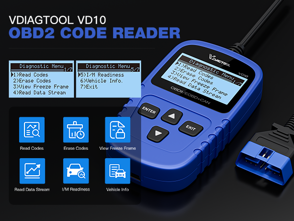 VDIAGTOOL VD10 OBD2 CODE READER