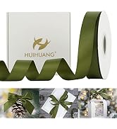 HUIHUANG Satin Ribbon 1 inch Moss Green Ribbon 50 Yards Double Face Silk Satin Ribbons for Crafts...