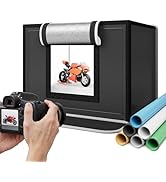 RALENO 16"x12" Photo Light Box Photography, 24W Foldable Photo Studio Light Box, Dimmable Shootin...