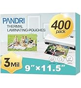 Laminating Sheets, PANDRI 400 Pack Thermal Laminator Pouches Holds 8.5 x 11 Inch, 3 Mil Clear Lam...