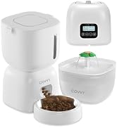 Automatic Pet Feeder and Water Dispenser, LCD Screen Timer for Cats & Dogs, Locking Lid, 1-4 Meal...