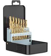 Lichamp 21-Piece HSS Drill Bit Set, Titanium Coating High-Speed Steel Drill Bits from 1/16